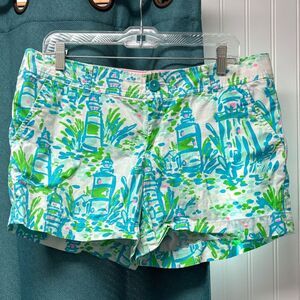 Lilly Pulitzer Green, Blue & White Callahan Shorts Size 12